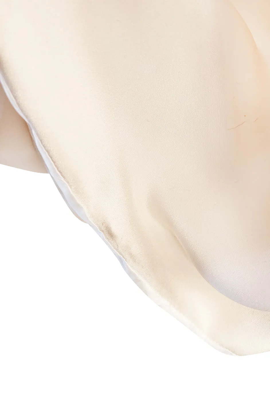 1960s Odette Barsa Loose & Easy Fitting Ivory Silk Caftan w Wide White Feather Cuffs