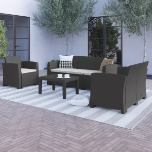 4 PC Gray Outdoor Rattan Set DAD-SF-123T-DKGY-GG