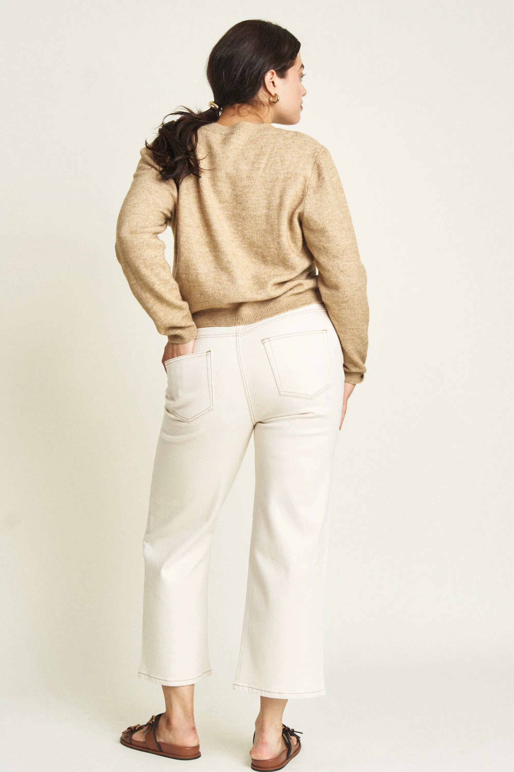 Addington High Rise Wide Leg Crop Ecru