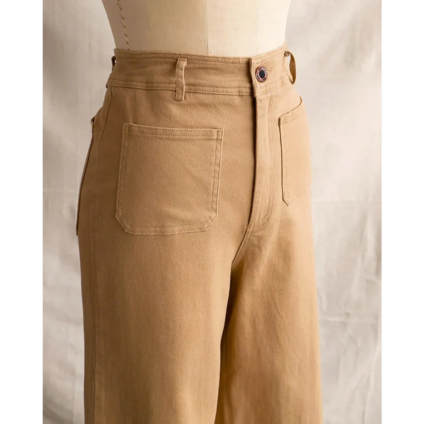 Beige Wide Leg Frayed Hem Jeans