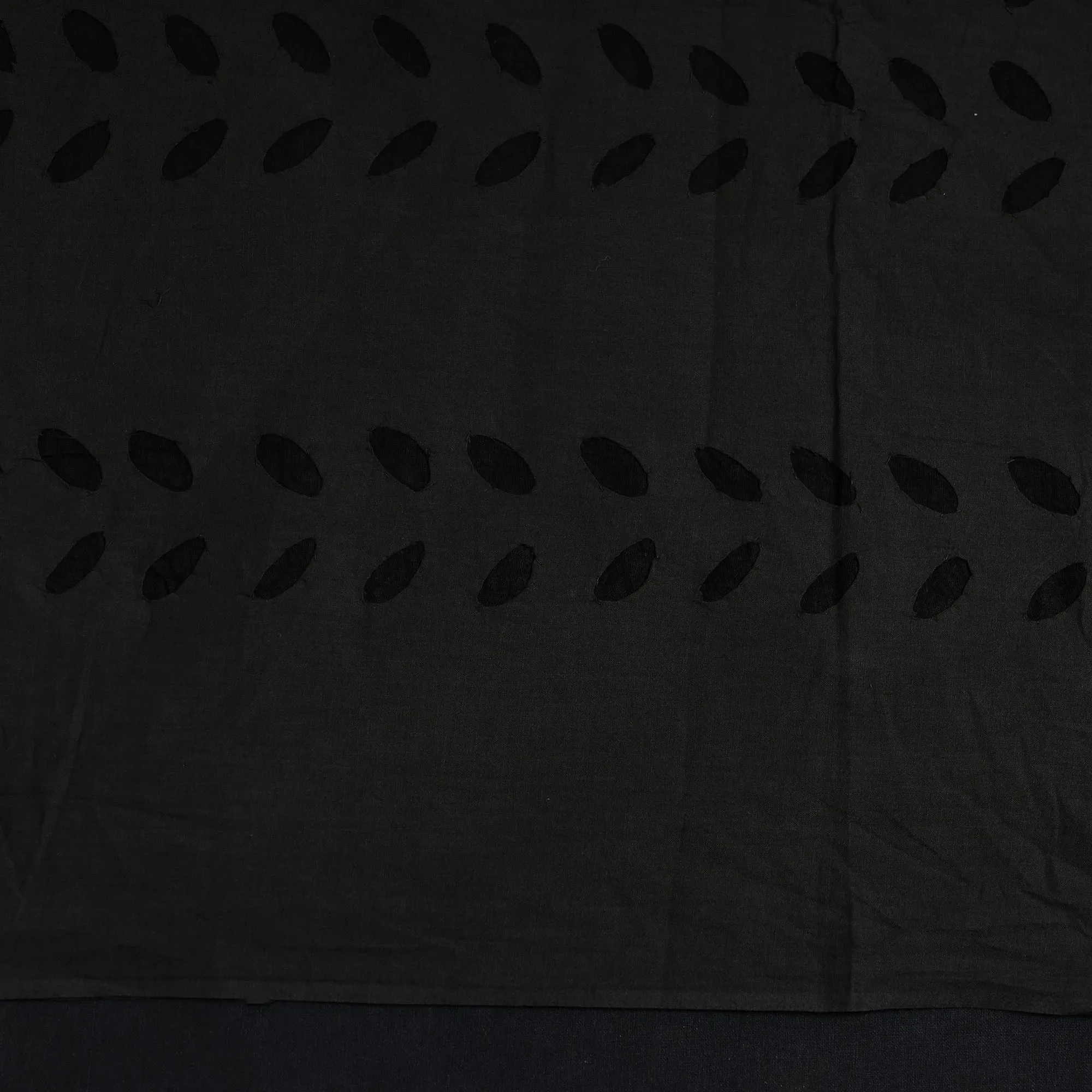 Black - 3pc Cut Work Cotton Barmer Applique Dress Material 01