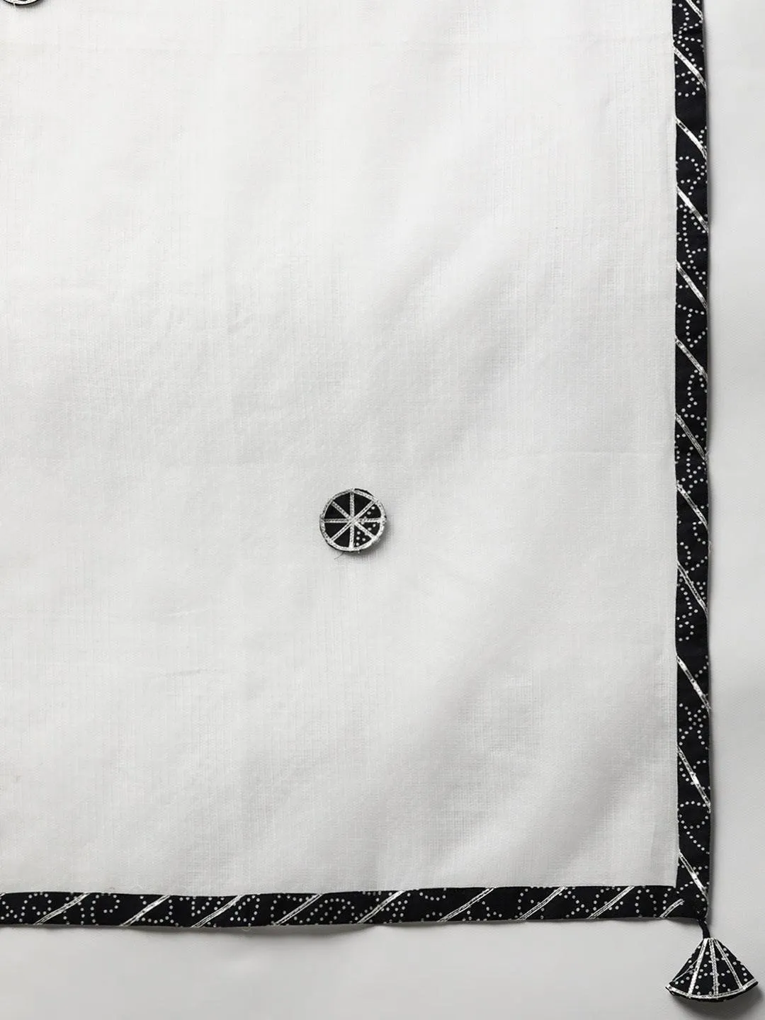 Black And White Cotton Kurta Pant Set With Dupatta