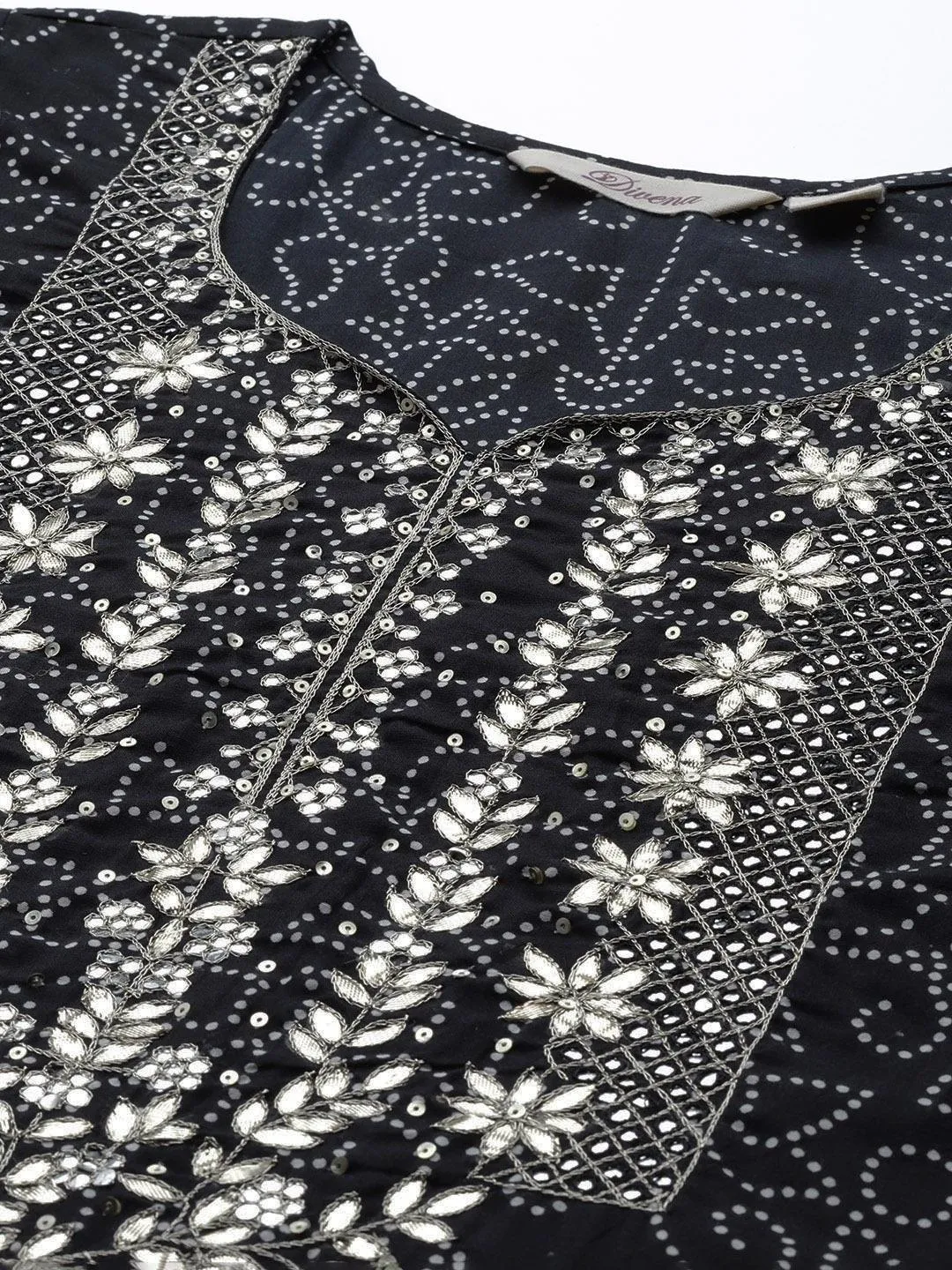 Black And White Cotton Kurta Pant Set With Dupatta