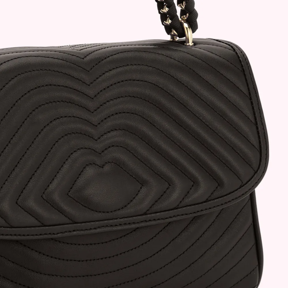 BLACK LIP RIPPLE QUILTED LEATHER BROOKE CROSSBODY BAG