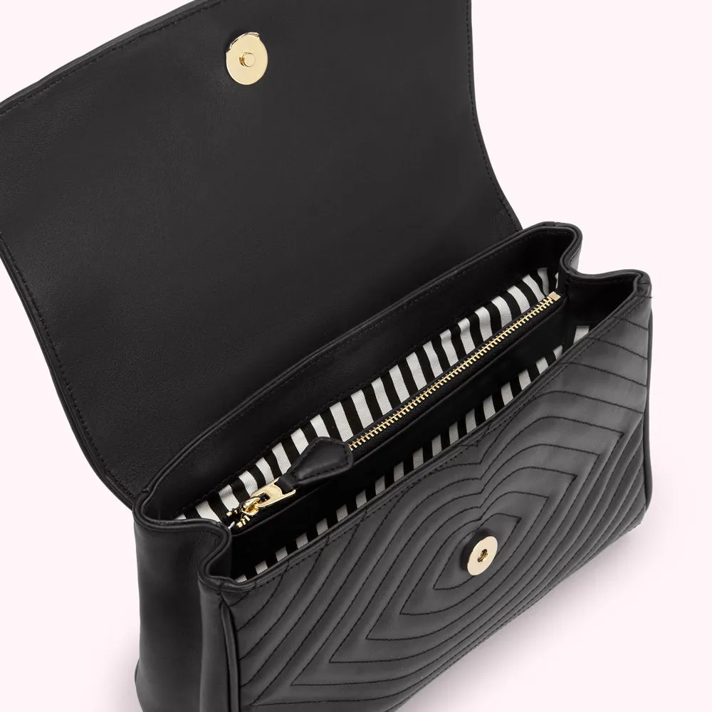 BLACK LIP RIPPLE QUILTED LEATHER BROOKE CROSSBODY BAG