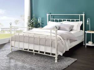 Brynn Full Metal Bed, White Finish