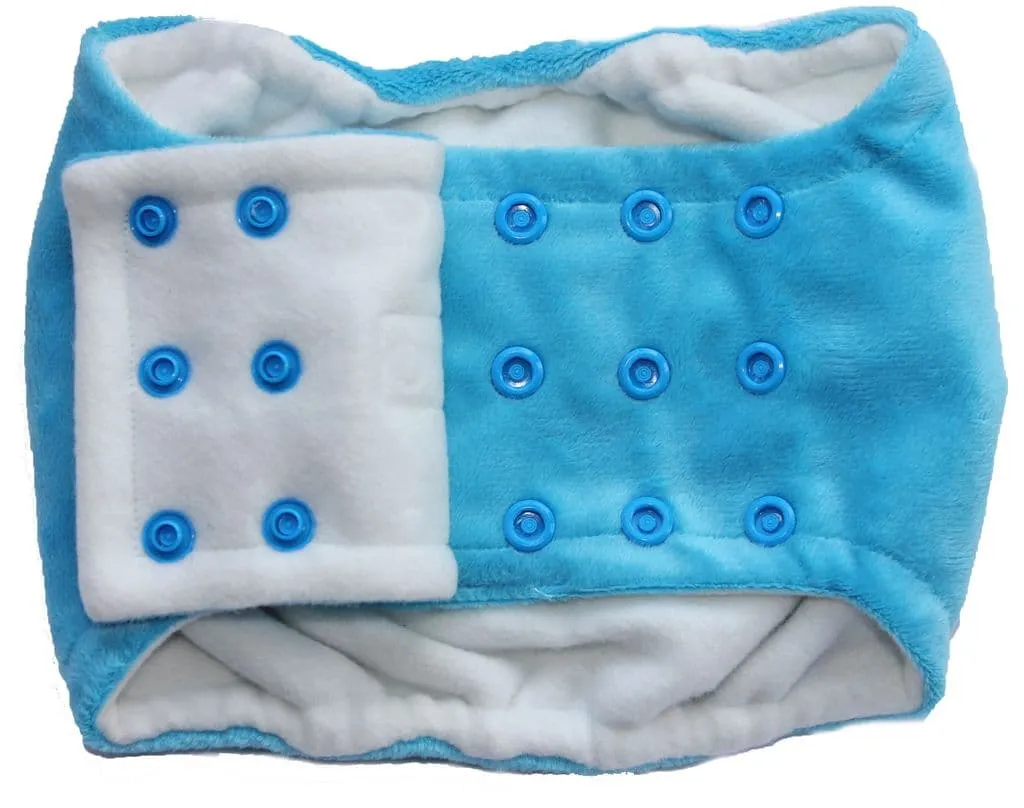 Caribbean Blue Minkie Plush Dog Belly Band - Poppers