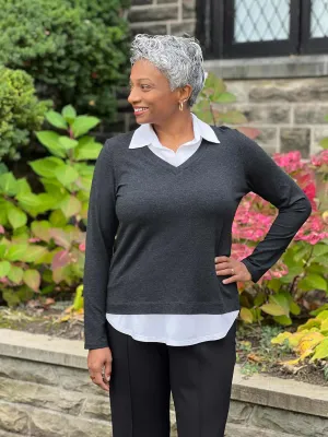 Carson collared faux-layer shirt - FINAL SALE