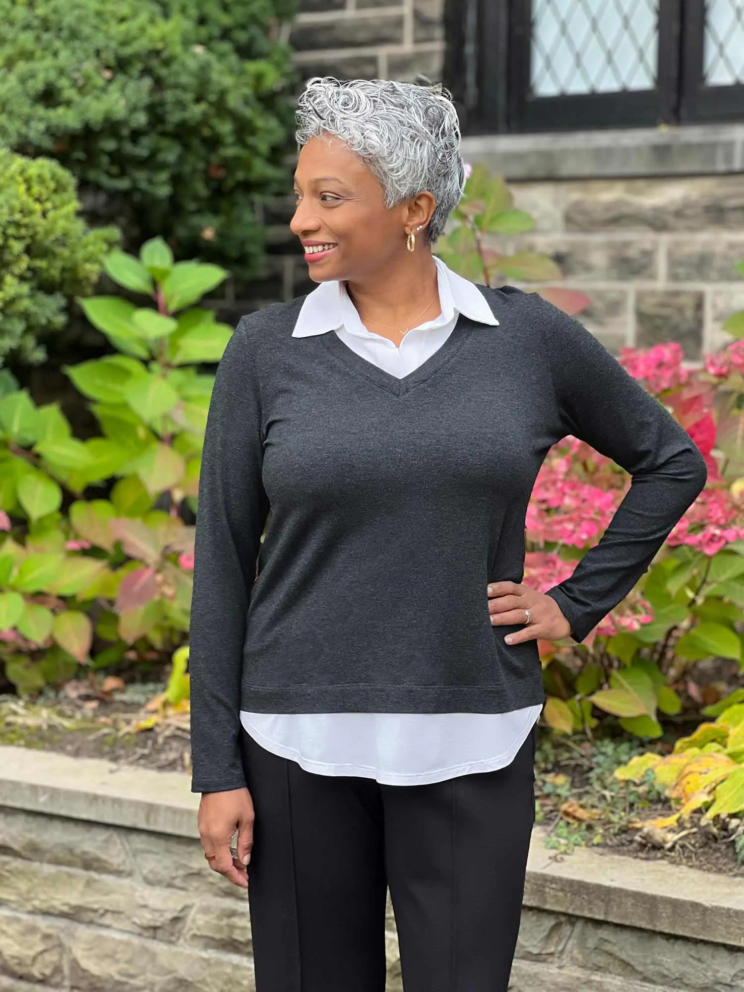 Carson collared faux-layer shirt - FINAL SALE
