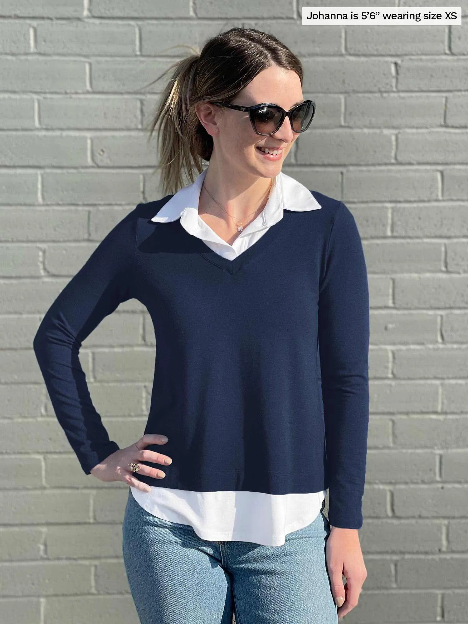 Carson collared faux-layer shirt - FINAL SALE