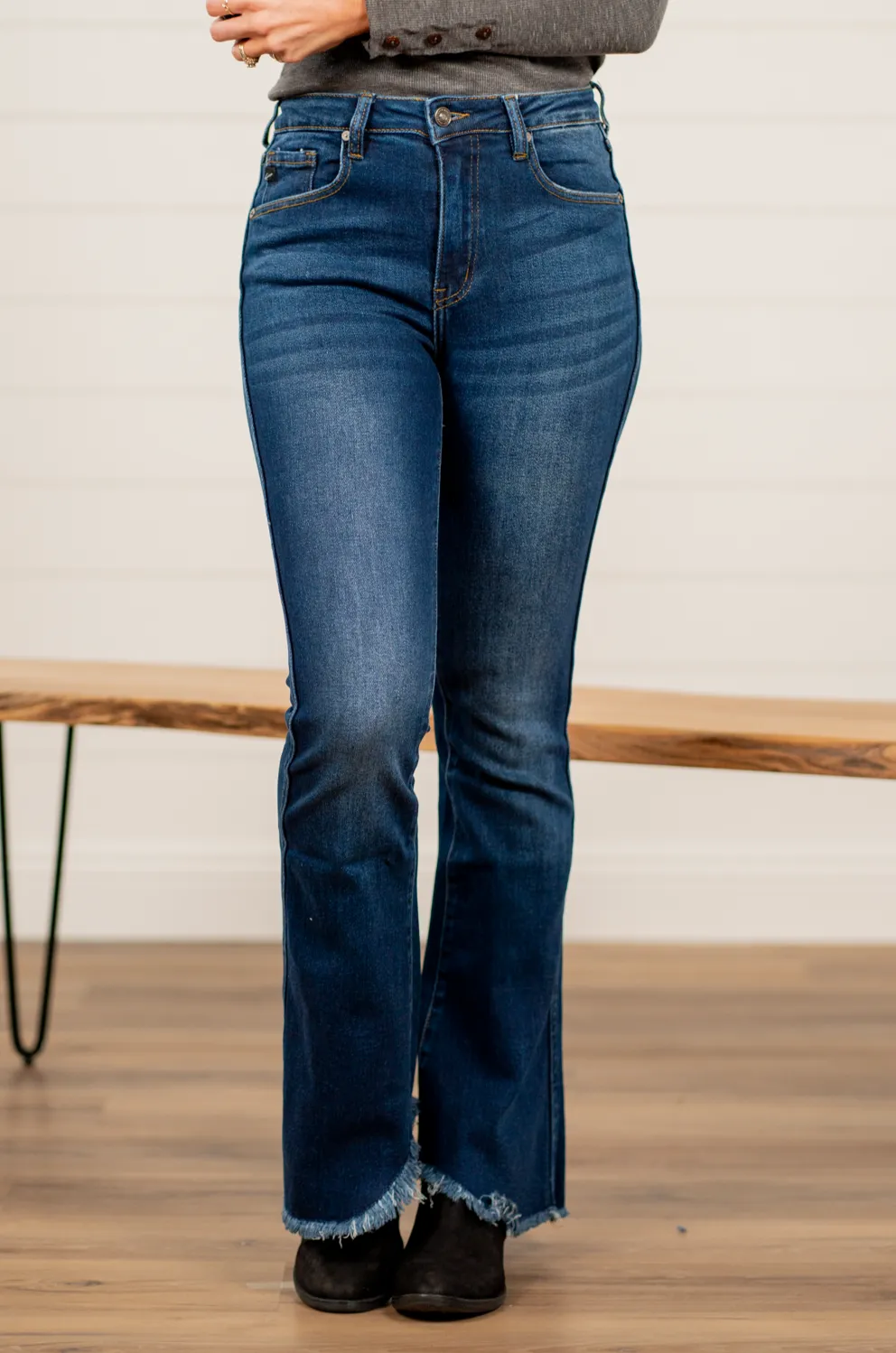 Carson High Rise Fray Hem Flare