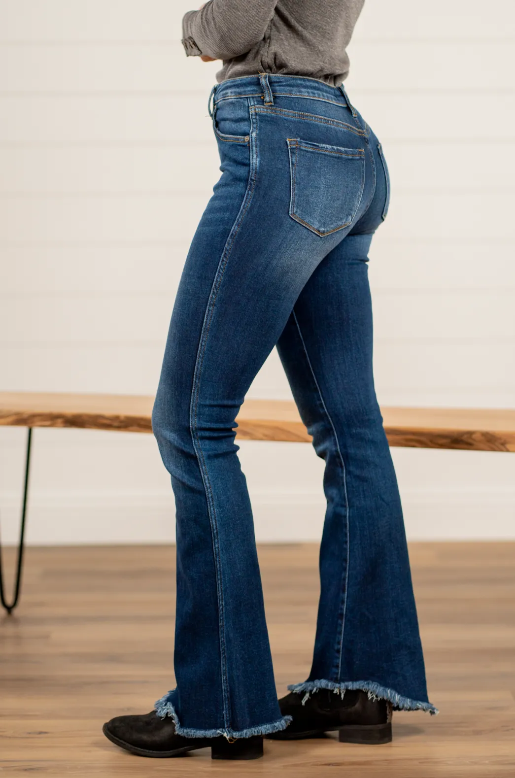 Carson High Rise Fray Hem Flare