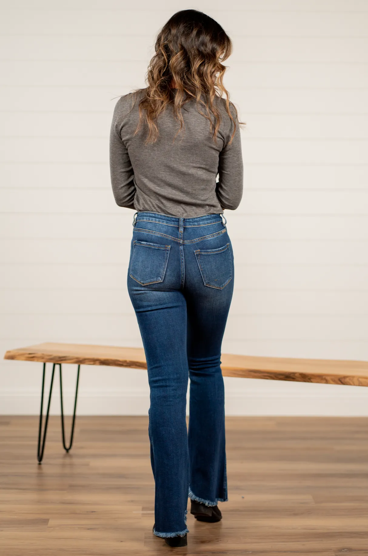 Carson High Rise Fray Hem Flare