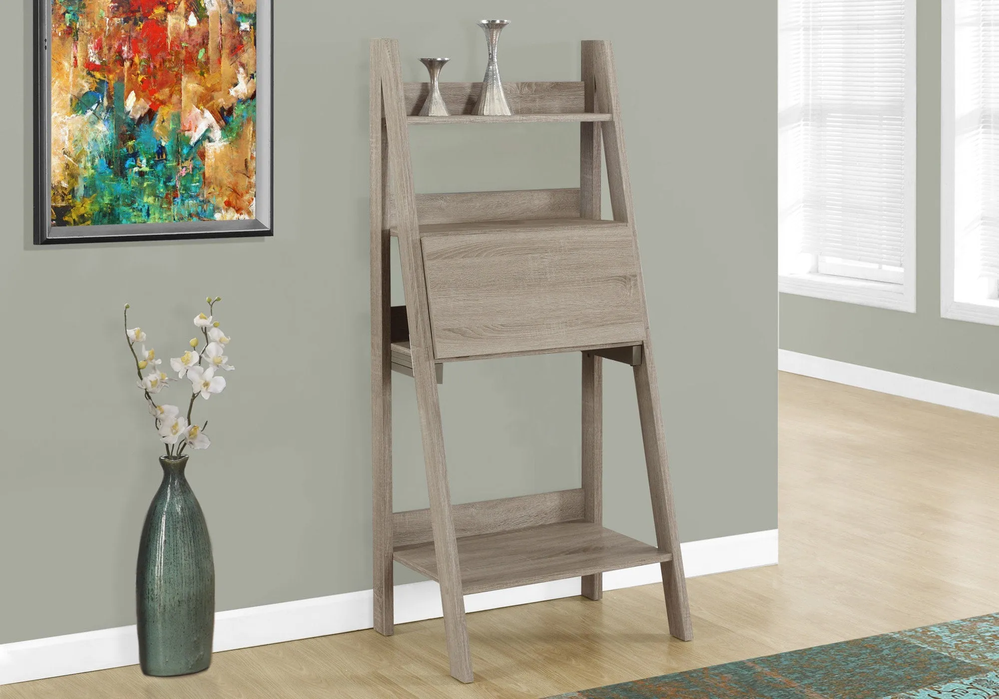 Computer Desk - 61"H / Dark Taupe Ladder Style