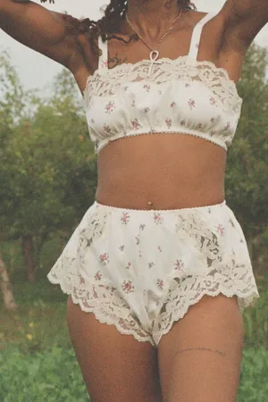 Finisterre Bralette Top in Vintage Floral Flannel and Lace