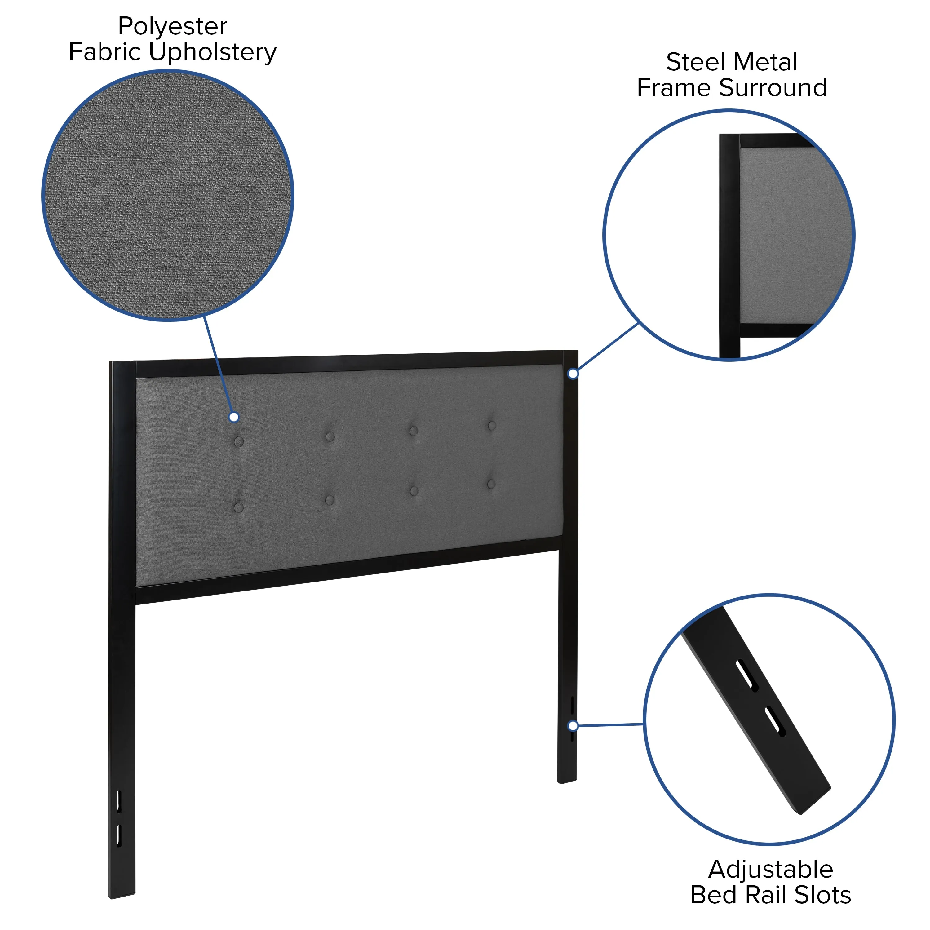 Full Dark Gray Headboard HG-HB1725-F-DG-GG