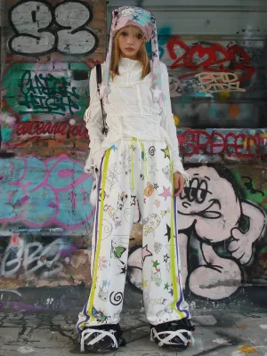 Graffiti Print Sweat Pants【s0000004227】