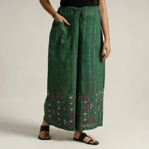 Green - Bengal Khesh Weaving Kantha Embroidery Cotton Palazzo 98