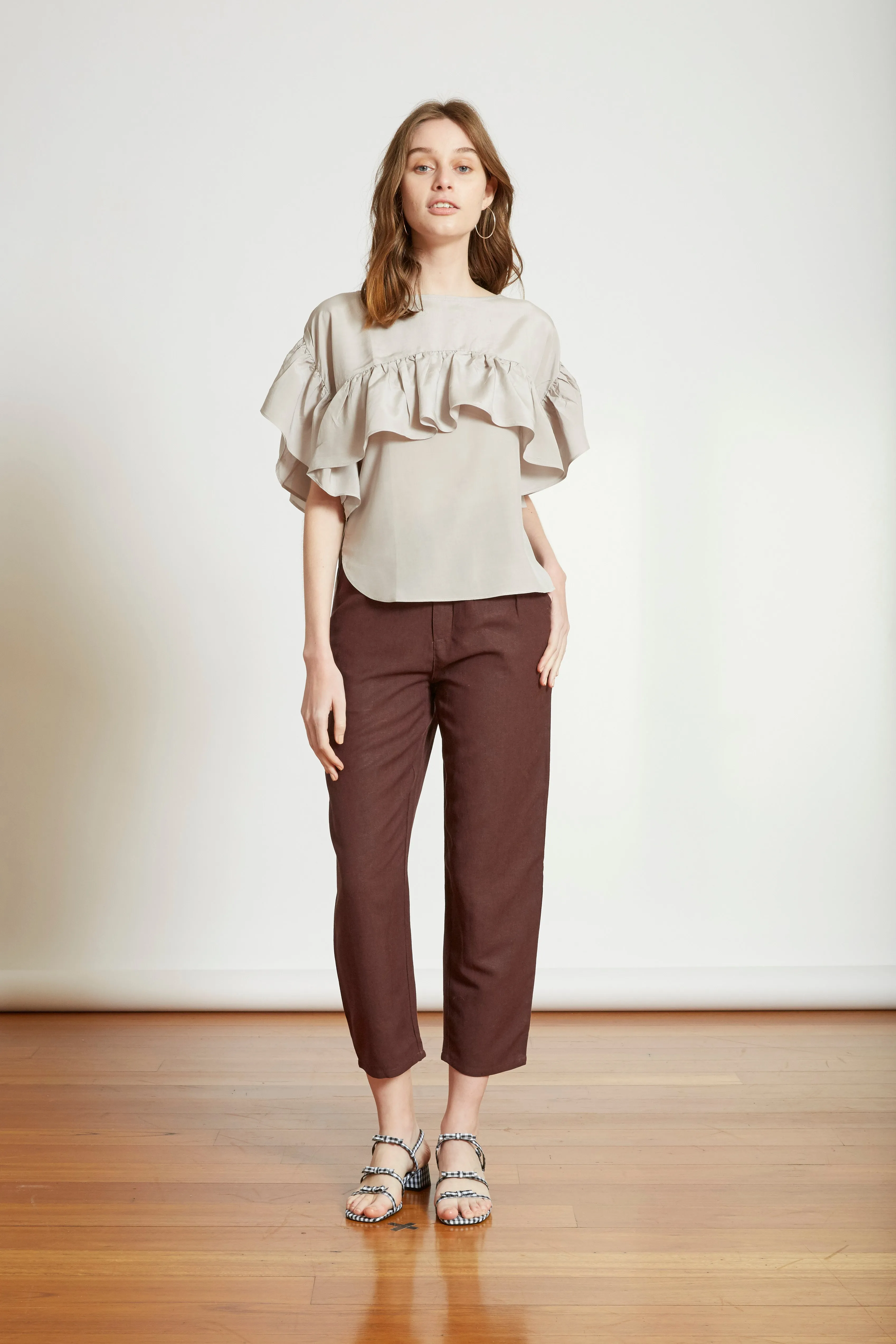 Grey Ruffle Top