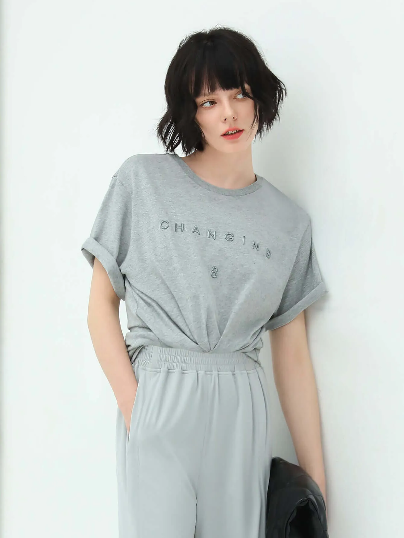 Grey Short Sleeve 3D Printed T Shirt