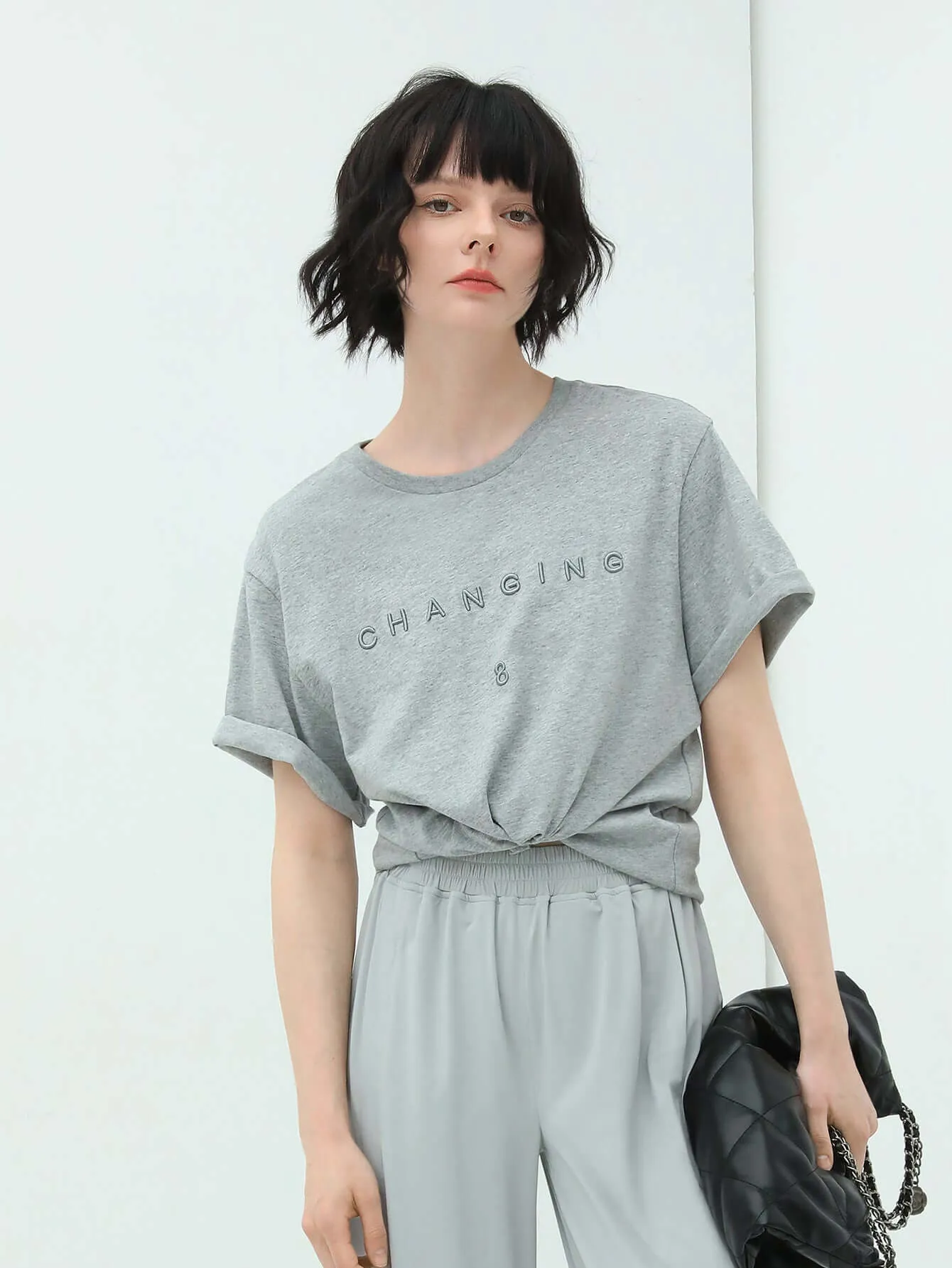 Grey Short Sleeve 3D Printed T Shirt