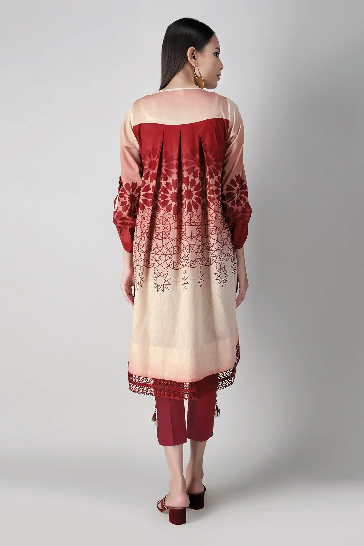 Khaadi Spring Collection 2021 – 2PC Suit · Printed Kameez Pants · J21201 Red