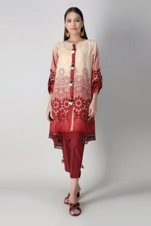 Khaadi Spring Collection 2021 – 2PC Suit · Printed Kameez Pants · J21201 Red