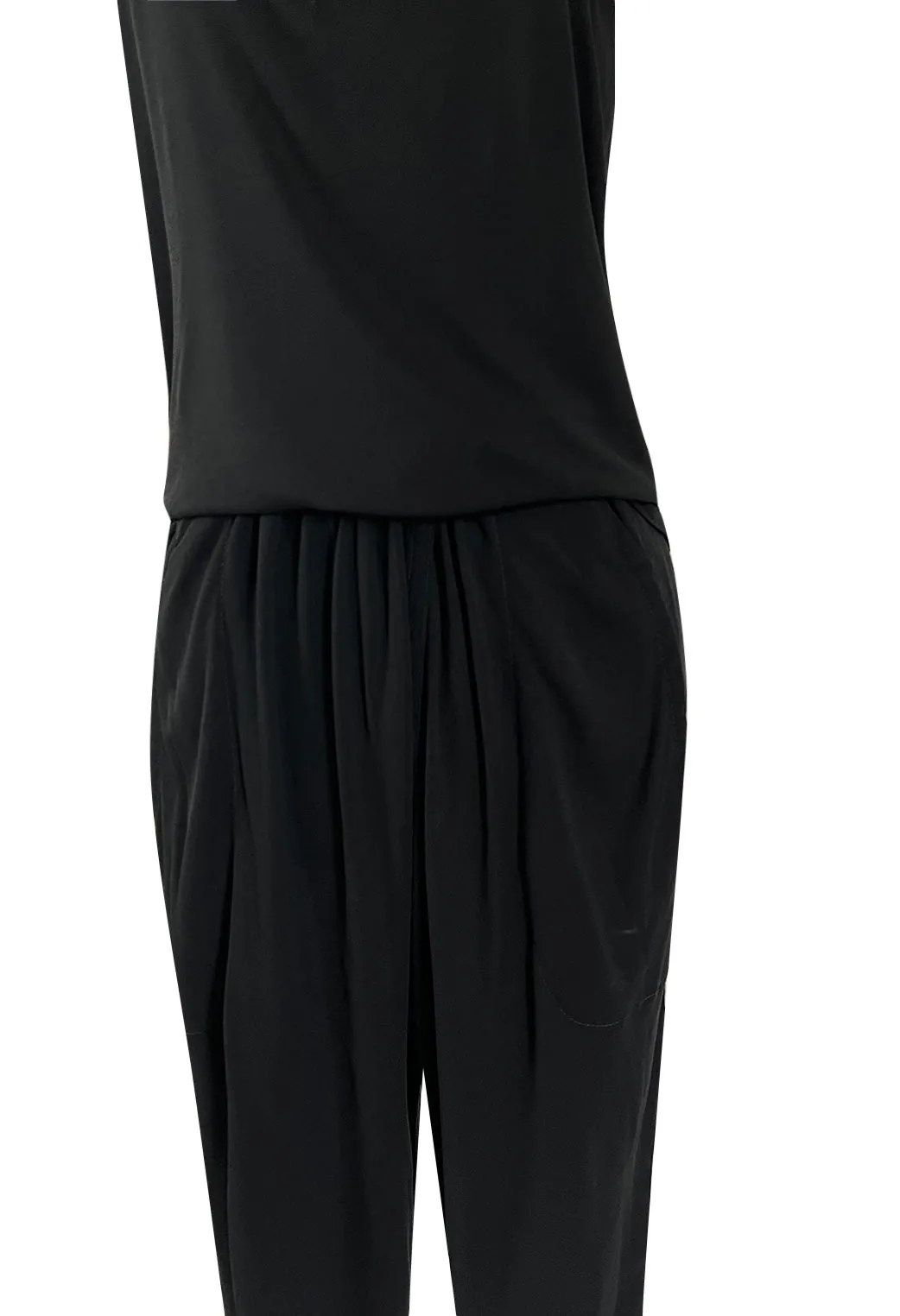 Late 1970s Ossie Clark Gold Label Slinky Black Jersey Tank Top & Peg Leg Pant Set