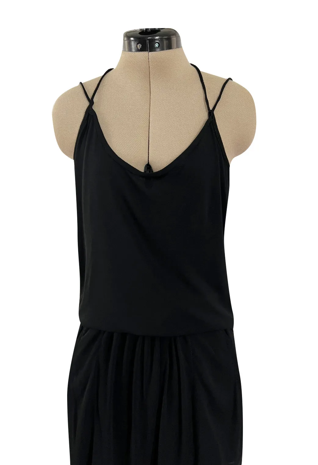 Late 1970s Ossie Clark Gold Label Slinky Black Jersey Tank Top & Peg Leg Pant Set