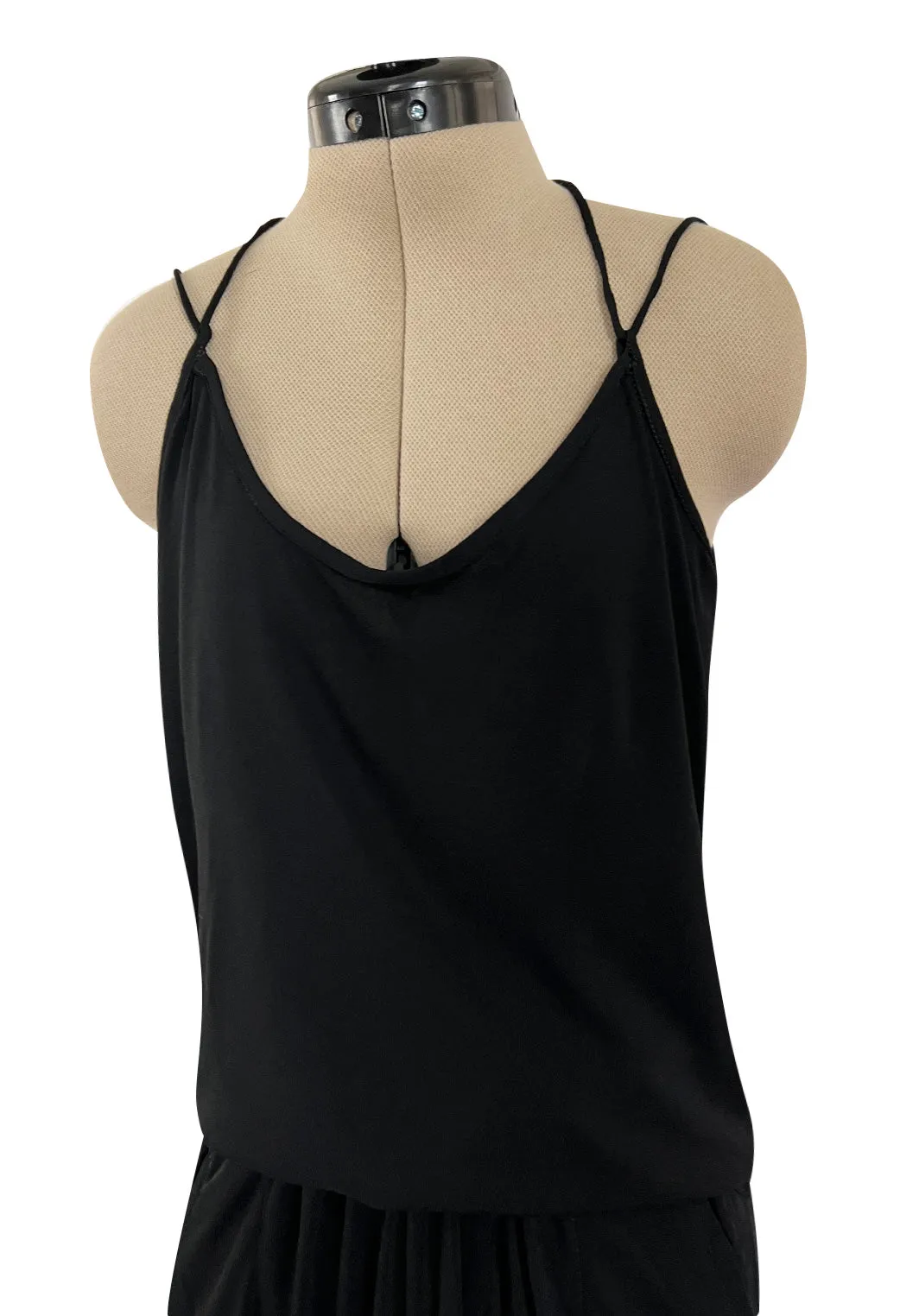 Late 1970s Ossie Clark Gold Label Slinky Black Jersey Tank Top & Peg Leg Pant Set