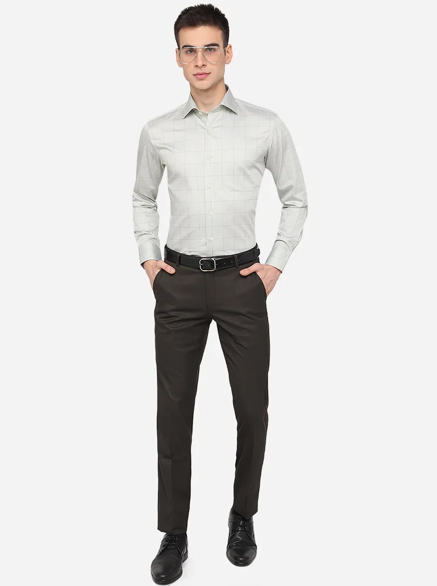 Light Green Checked Slim Fit Formal Shirt | JadeBlue