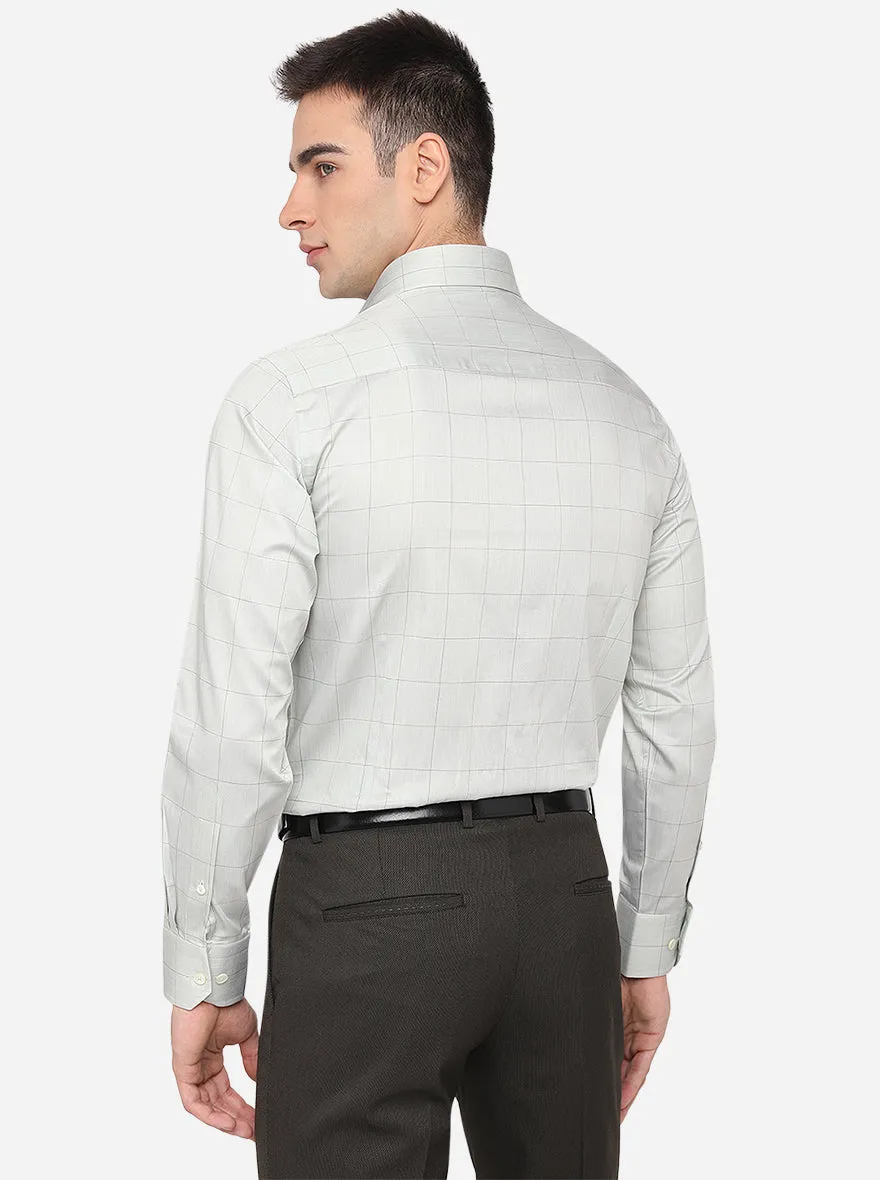 Light Green Checked Slim Fit Formal Shirt | JadeBlue