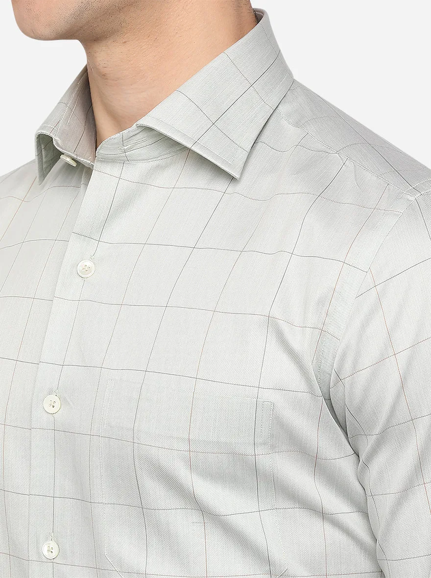 Light Green Checked Slim Fit Formal Shirt | JadeBlue