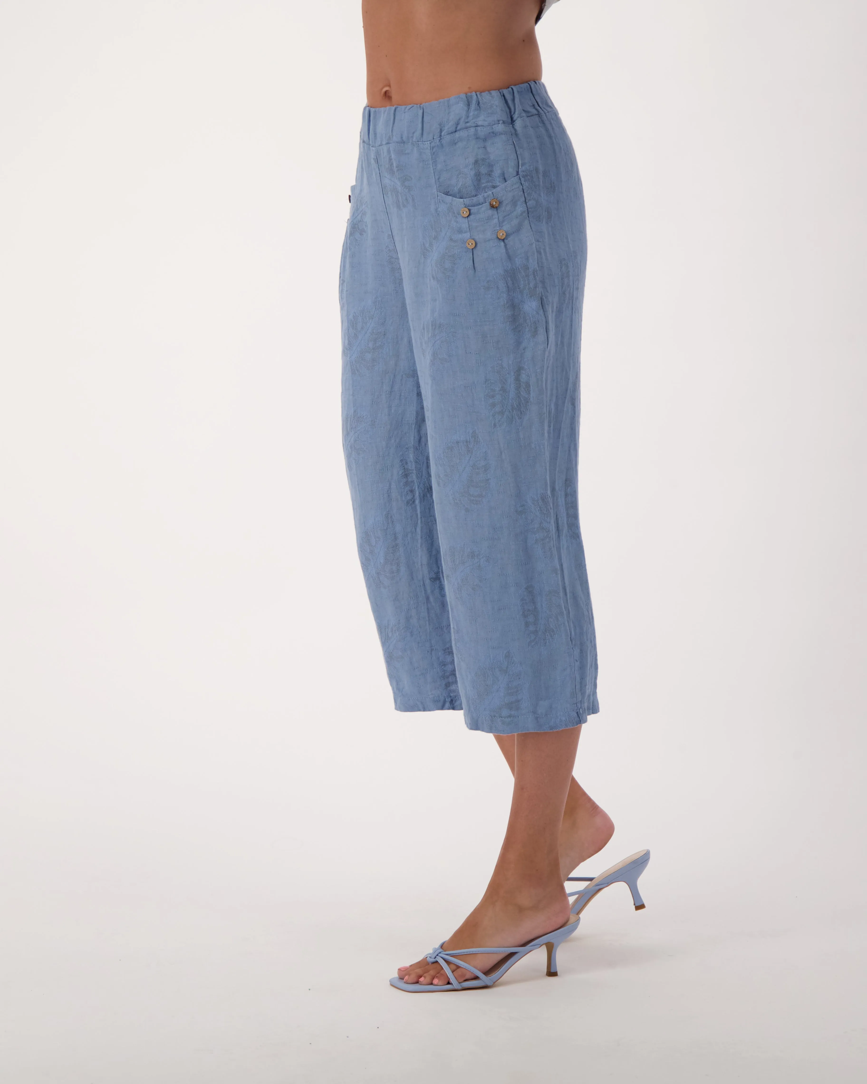 Linen Wide Leg Crop Pants