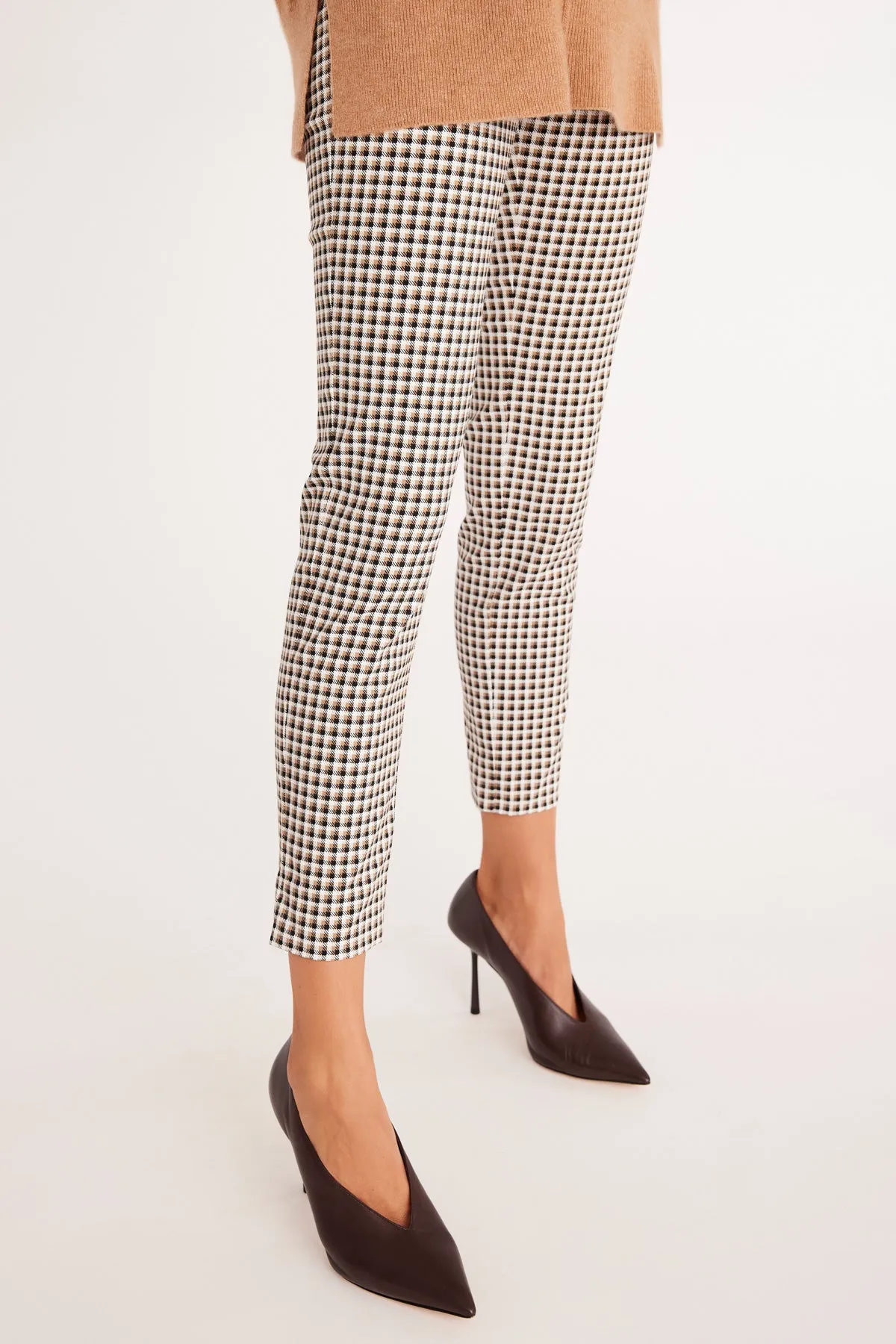 Liv Check Pant  - Camel Check