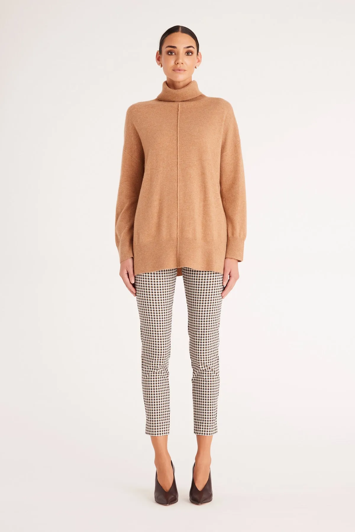 Liv Check Pant  - Camel Check