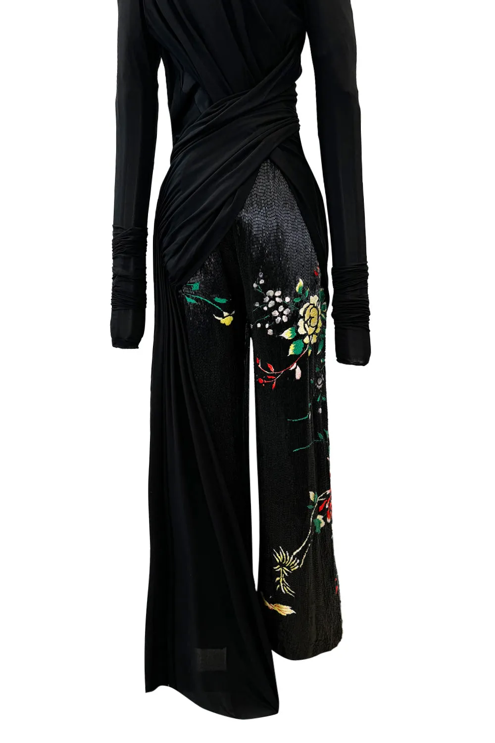 Masterpiece Fall 2001 Jean Paul Gaultier Runway Haute Couture Beaded & Embroidered Pant w Silk Jersey Top Set