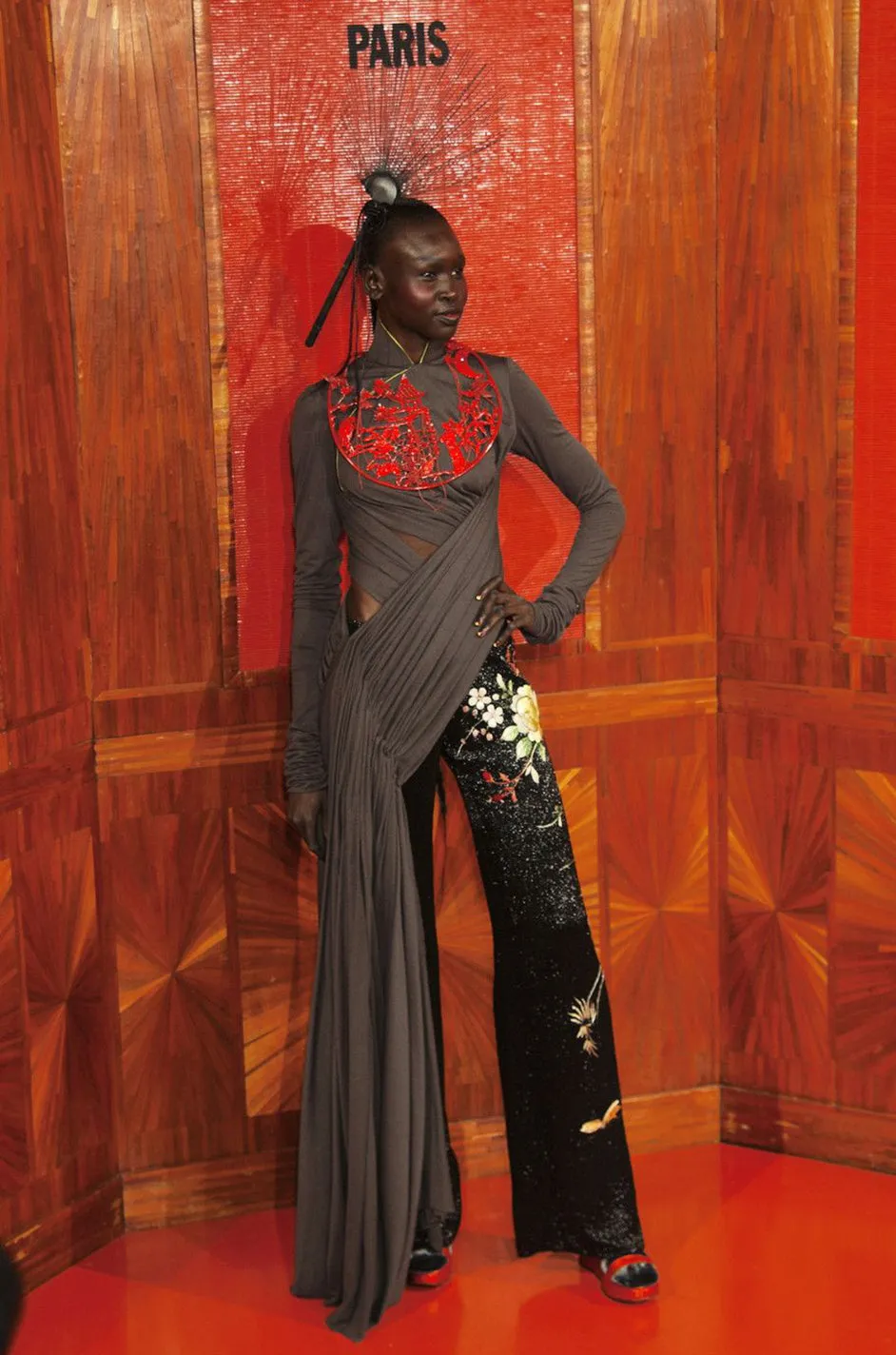 Masterpiece Fall 2001 Jean Paul Gaultier Runway Haute Couture Beaded & Embroidered Pant w Silk Jersey Top Set