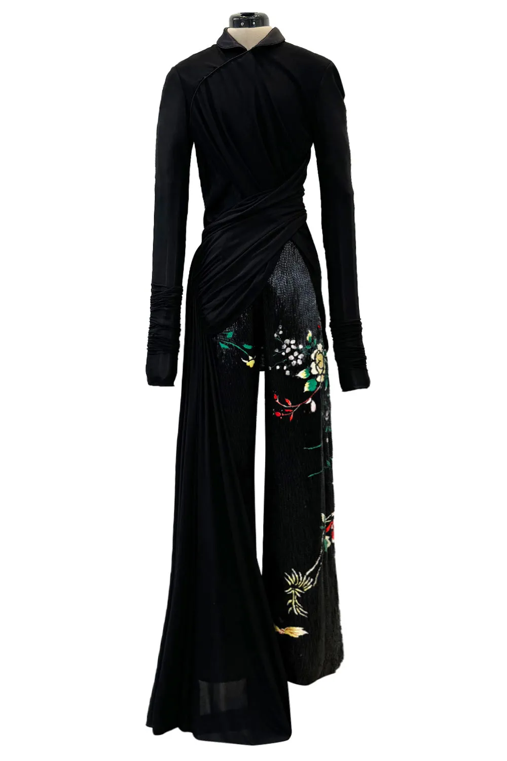 Masterpiece Fall 2001 Jean Paul Gaultier Runway Haute Couture Beaded & Embroidered Pant w Silk Jersey Top Set