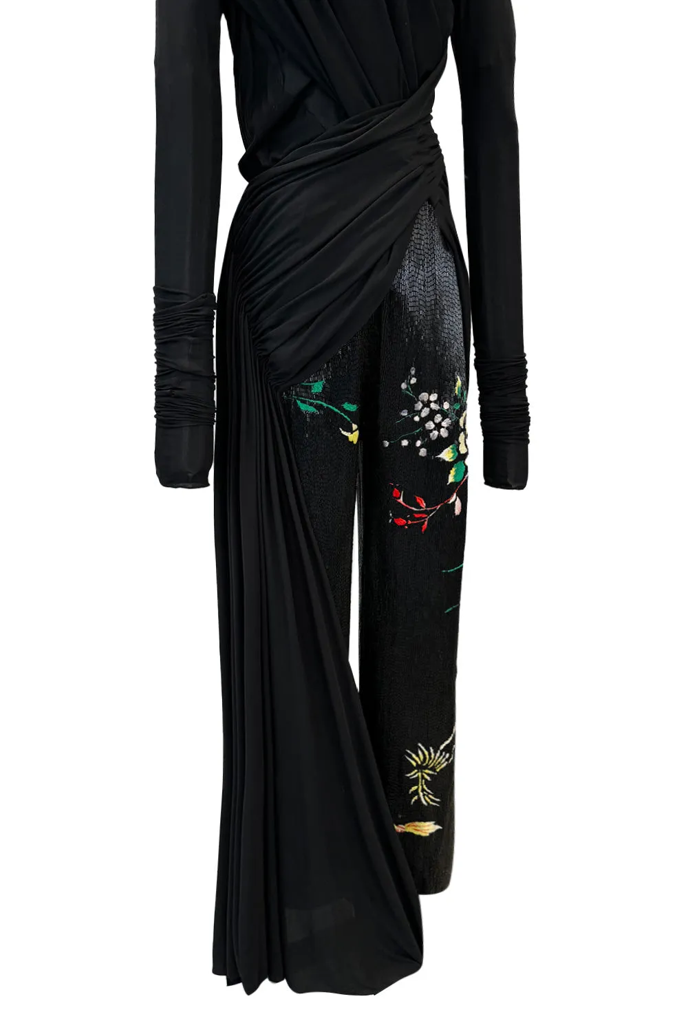Masterpiece Fall 2001 Jean Paul Gaultier Runway Haute Couture Beaded & Embroidered Pant w Silk Jersey Top Set