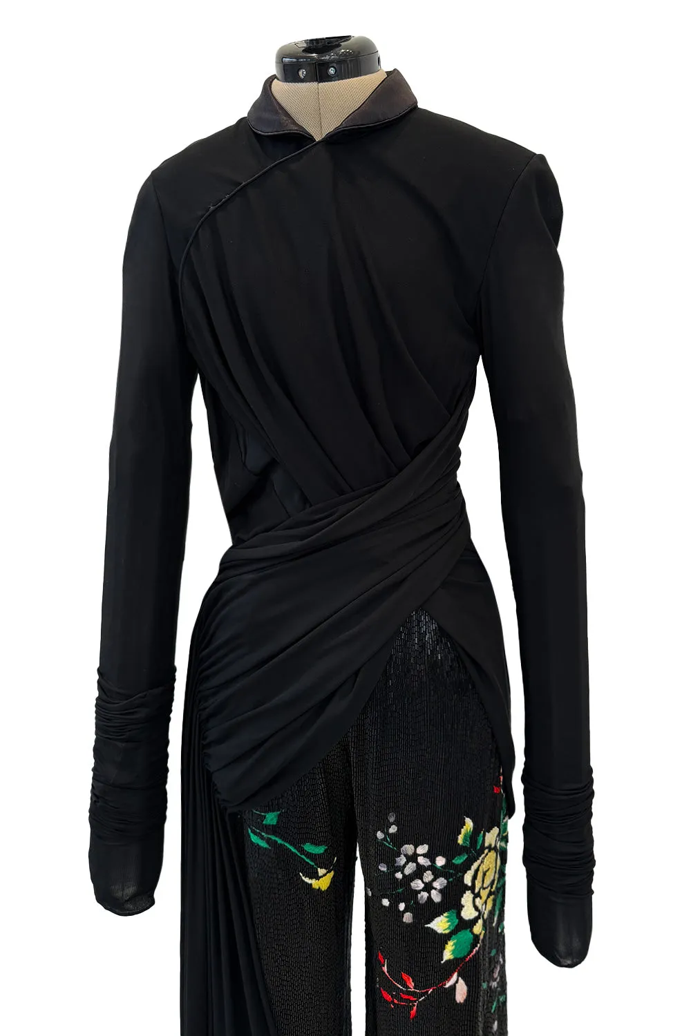 Masterpiece Fall 2001 Jean Paul Gaultier Runway Haute Couture Beaded & Embroidered Pant w Silk Jersey Top Set