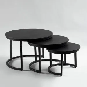 Matt Black Polished Iron Side Table | Coffee Table For Living Room & Home Set of 3