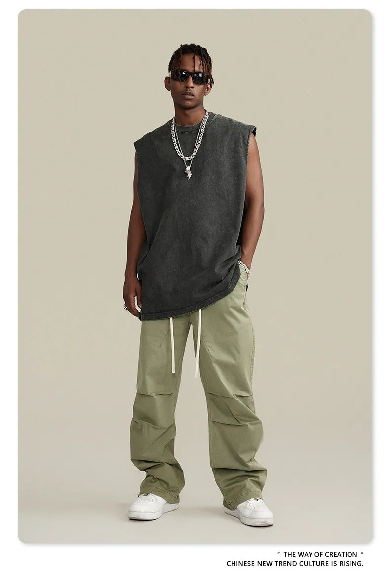 Men's Retro Washed Out Sleeveless Cotton Top