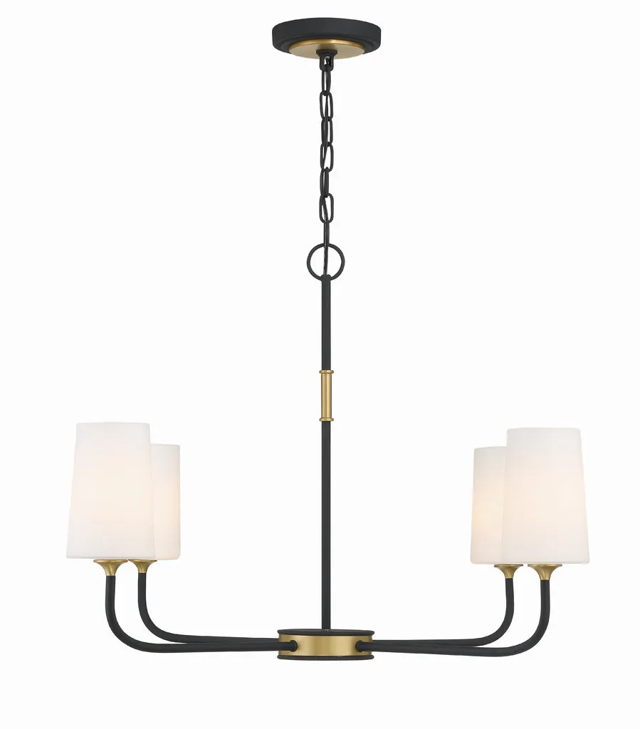 Niles 4 Light Black Forged   Modern Gold Chandelier