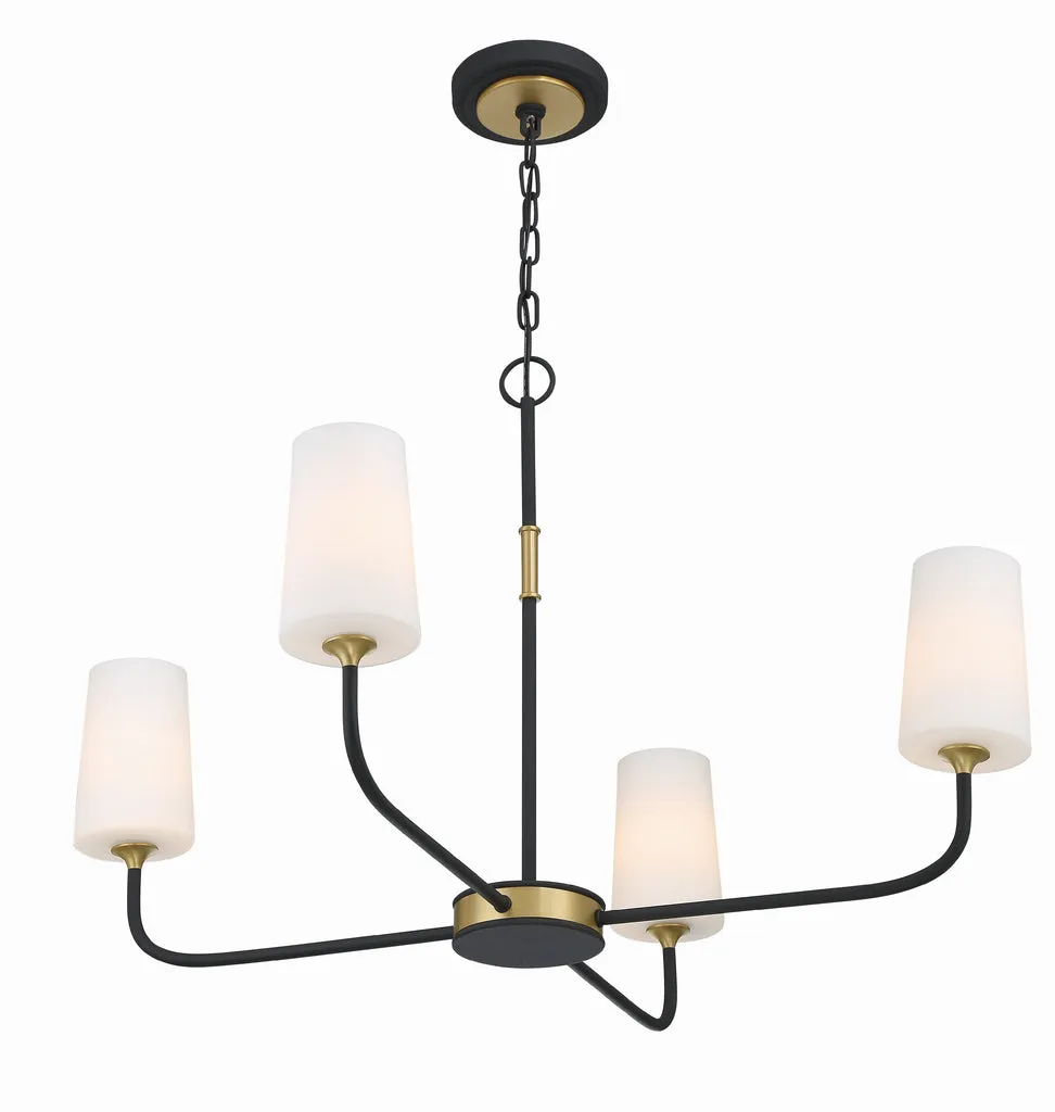 Niles 4 Light Black Forged   Modern Gold Chandelier