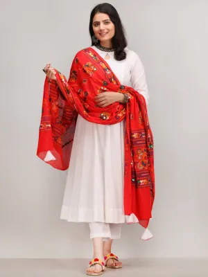 Noor Maher - Self Embroidered Anarkali Kurta Pant Set With Mirror Work Dupatta - KS37AXXD2