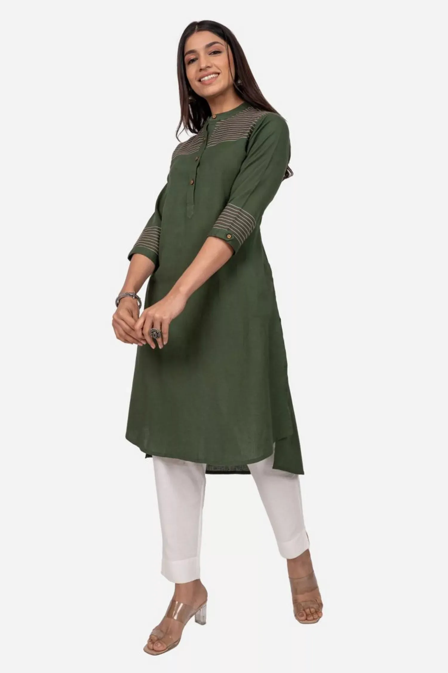 Off-White & Peach pastel Handblock Print Kurta