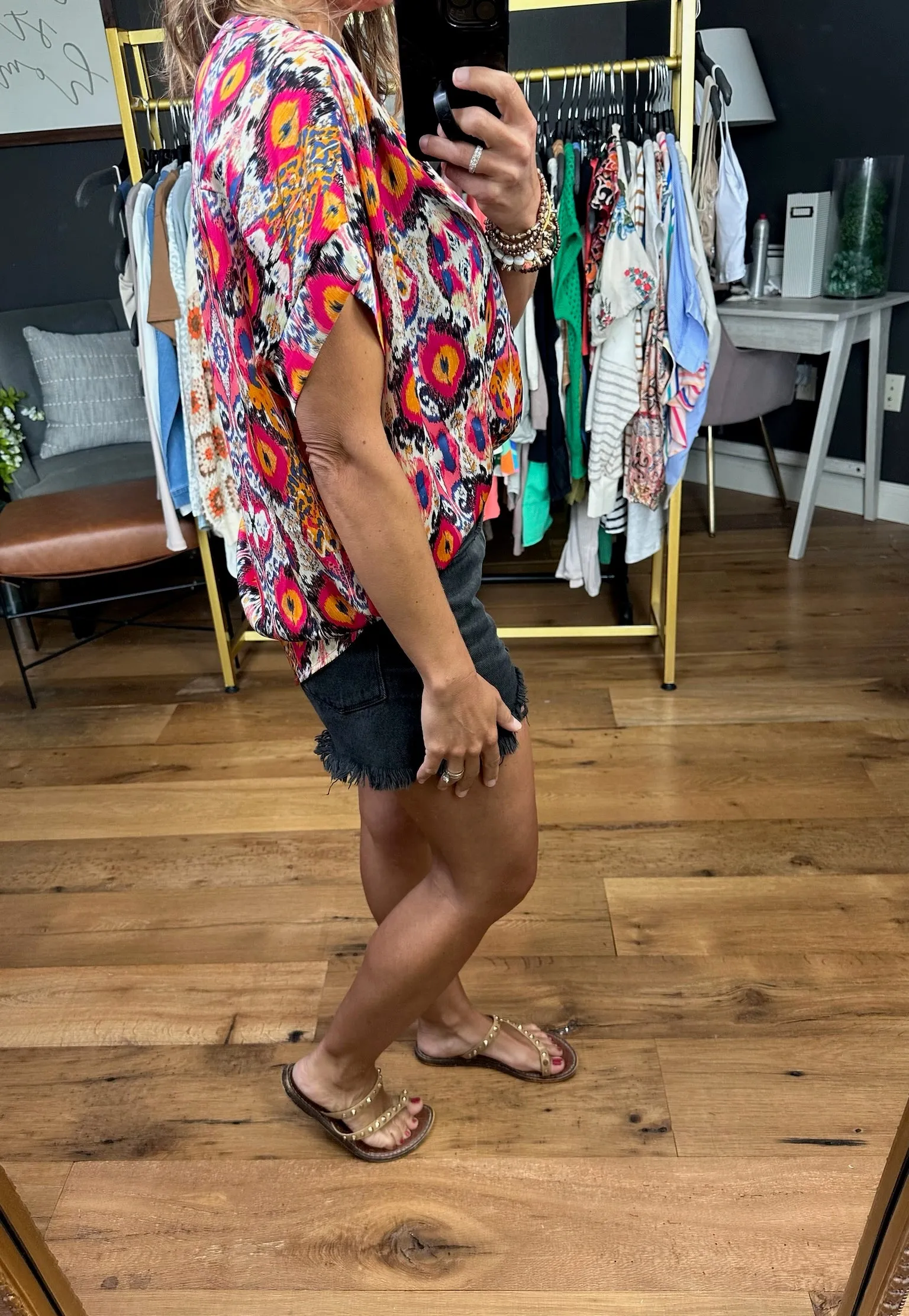 Plenty of Room Patterned Top - Fuschia Mix