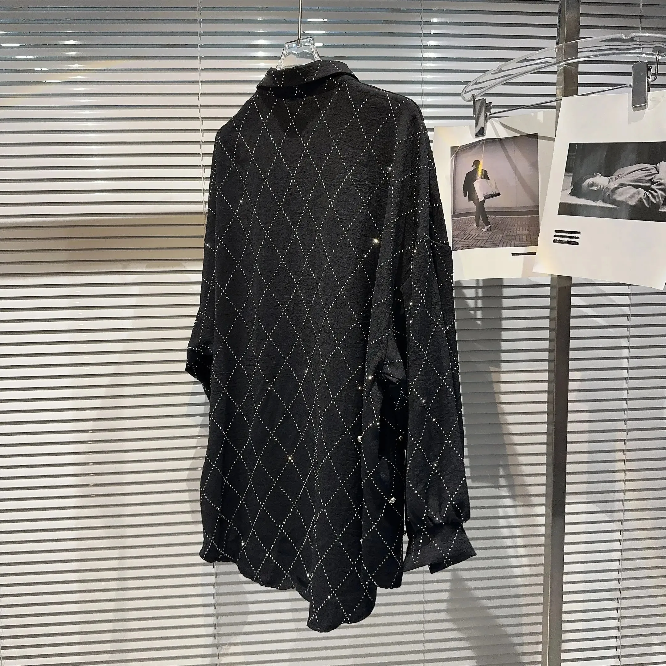 Pre Order:  Lattice Beaded Rhinestones Long Sleeves Top