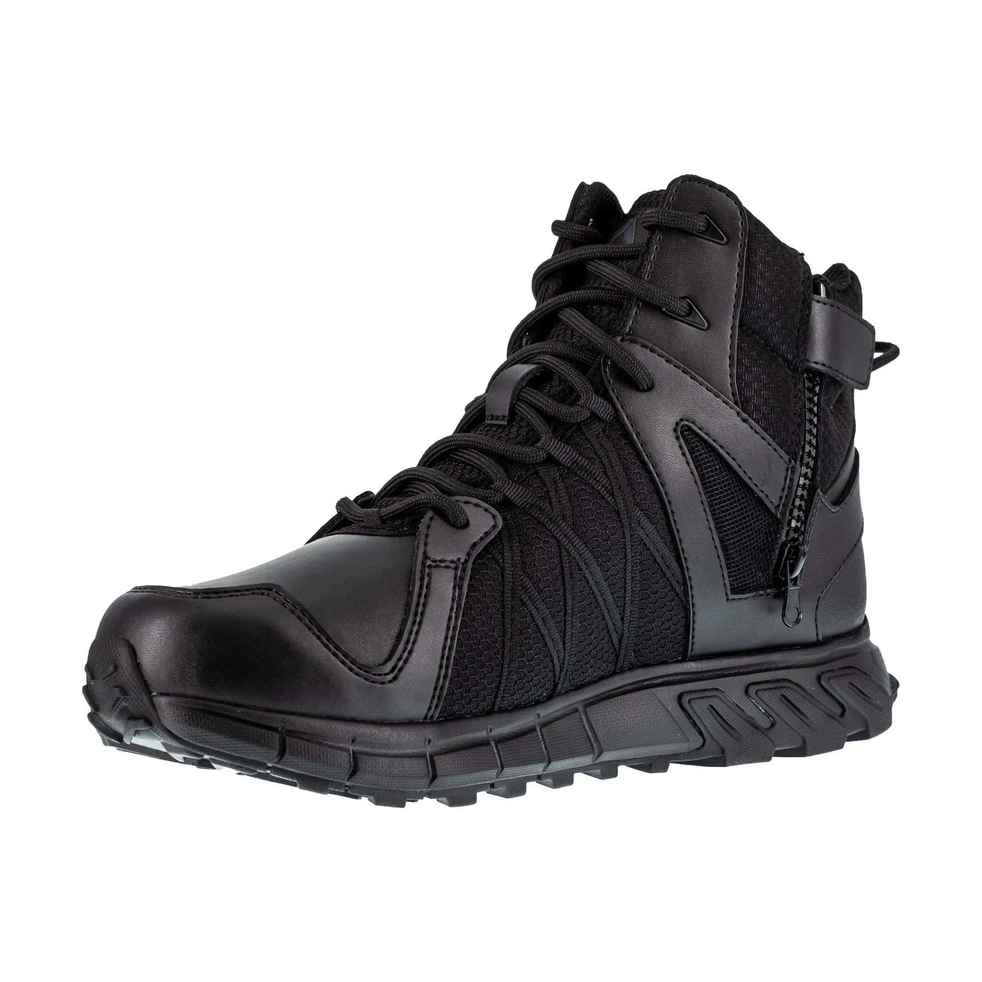 Reebok Mens Black Leather Work Boots Trailgrip Tactical Soft Toe